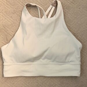 Lululemon Women's White Ribbed high neck Sports Bra